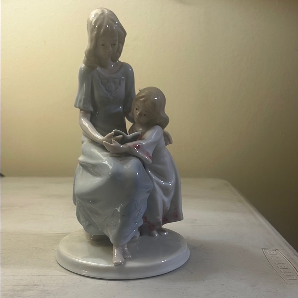 Elegant Porcelain Mother and Child Figurine